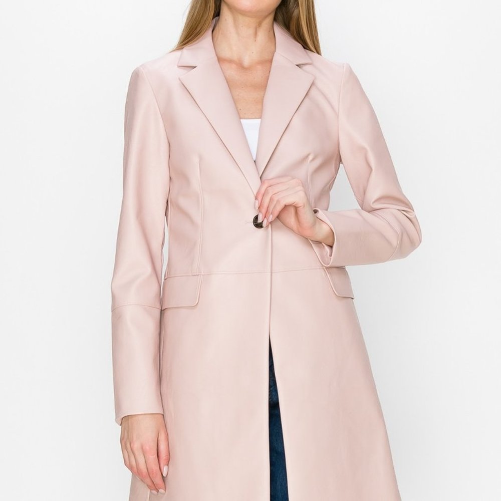 Pink Faux Leather TrenchCoat